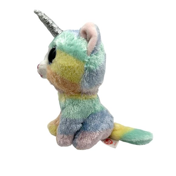TY Heather the Unicorn Cat Beanie Boo Unikitty Big Eyes Stuffed Animal Plush Toy - Picture 4 of 11